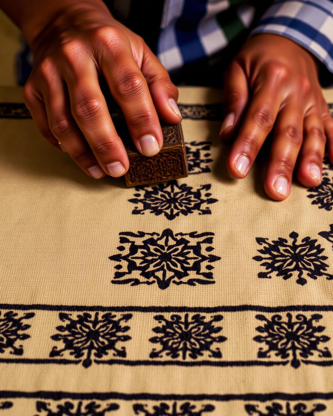 Hand block printing a heritage motif